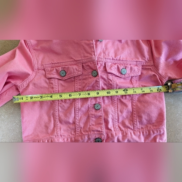 Gap Kids Pink Hoodie Icon Cropped Denim Jacket Size Large (10-11) - Picture 5 of 5